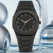 men's arabic carbon fiber analogue watch in sleek black design