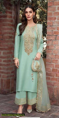 5 Pcs Women's Unstitched Katan Silk Embroidered Suit
