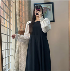 Stylish Black Georgette Plain Frock - 1 Pc Women's Stitched Fashion