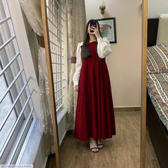 Stylish Black Georgette Plain Frock - 1 Pc Women's Stitched Fashion