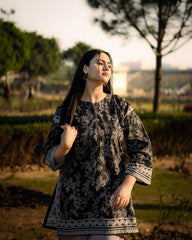 Elegant Women's Stitched Raw Silk Shirt And Trouser Set - 2 Pcs