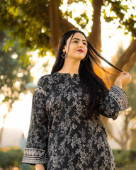 Elegant Women's Stitched Raw Silk Shirt And Trouser Set - 2 Pcs