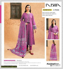 *:Nishat*  3 Pcs Women's Unstitched Lawn Printed Suit