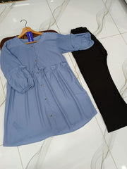 Stylish Women's Stitched Georgette Shirt And Trouser Set - 2 Pcs