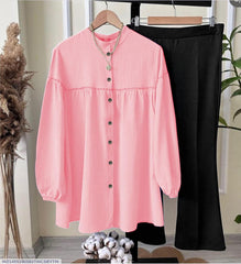 Stylish Women's Stitched Georgette Shirt And Trouser Set - 2 Pcs