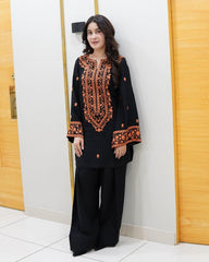 2 Pcs Women's Stitched Embroidered Shirt And Trouser