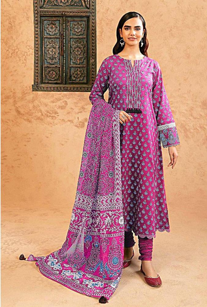 *:Nishat*  3 Pcs Women's Unstitched Lawn Printed Suit