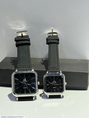 CK ⌚ Plain Leather Strap Couples Watches