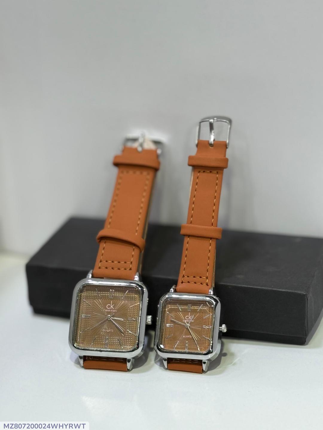 CK ⌚ Plain Leather Strap Couples Watches