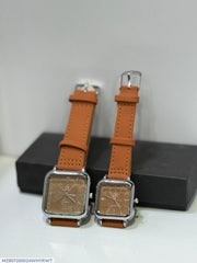 CK ⌚ Plain Leather Strap Couples Watches
