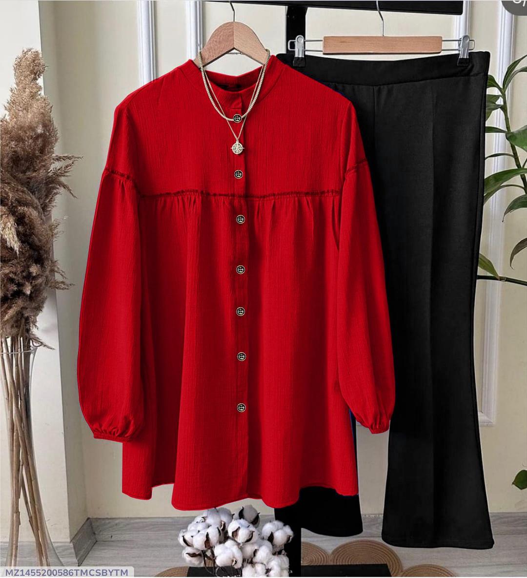Stylish Women's Stitched Georgette Shirt And Trouser Set - 2 Pcs