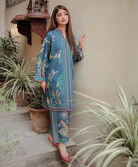 2 Pcs Women's Stitched Swiss Lawn Printed Co-Ord Set