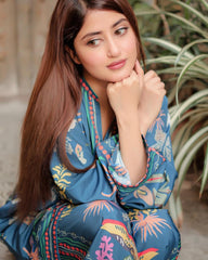2 Pcs Women's Stitched Swiss Lawn Printed Co-Ord Set