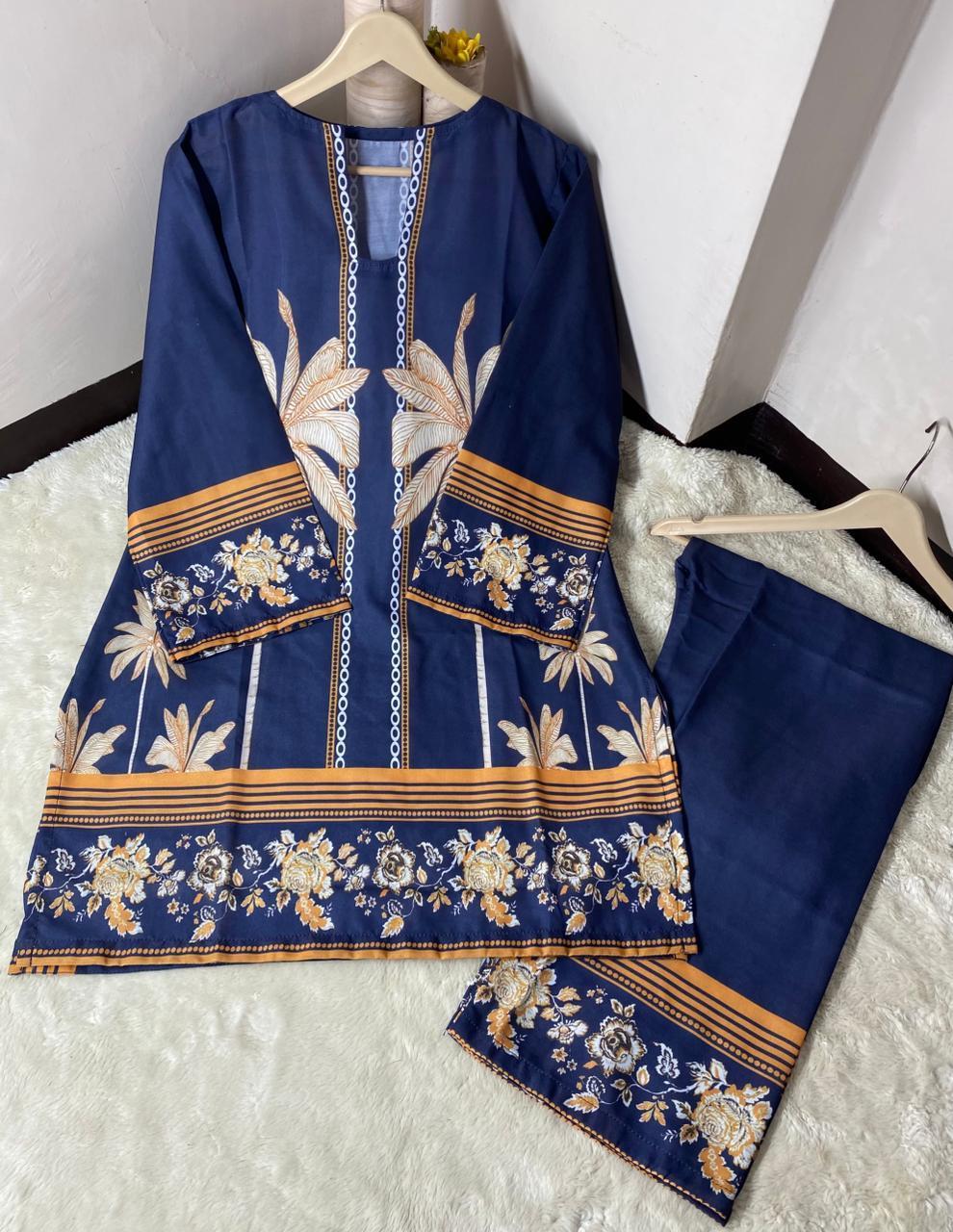 Stylish Printed Co-Ord Set for Women - 2 Pcs in Blue