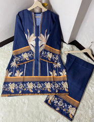 Stylish Printed Co-Ord Set for Women - 2 Pcs in Blue