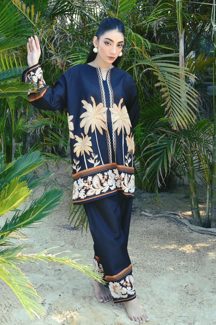 Stylish Printed Co-Ord Set for Women - 2 Pcs in Blue