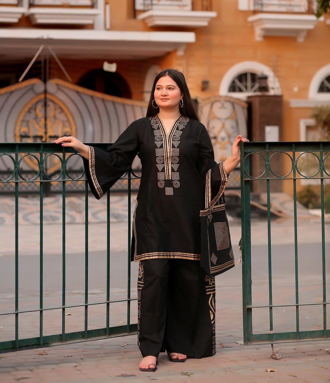 Stylish Embroidered Shirt And Trouser With Bag - 3 Pcs