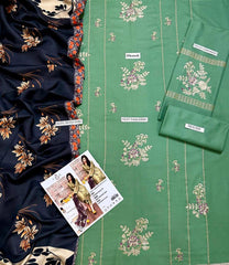 3 Pcs Women's Unstitched Embroidered Suit